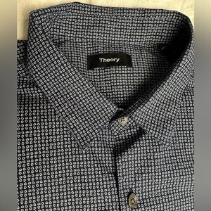 Theory Zack s trace print button down short sleeve Shirt cotton